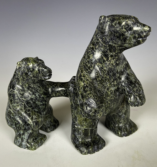 bear with cub inuit stone sculpture