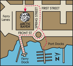 Arctic Raven Gallery Location Map for Friday Harbor WA