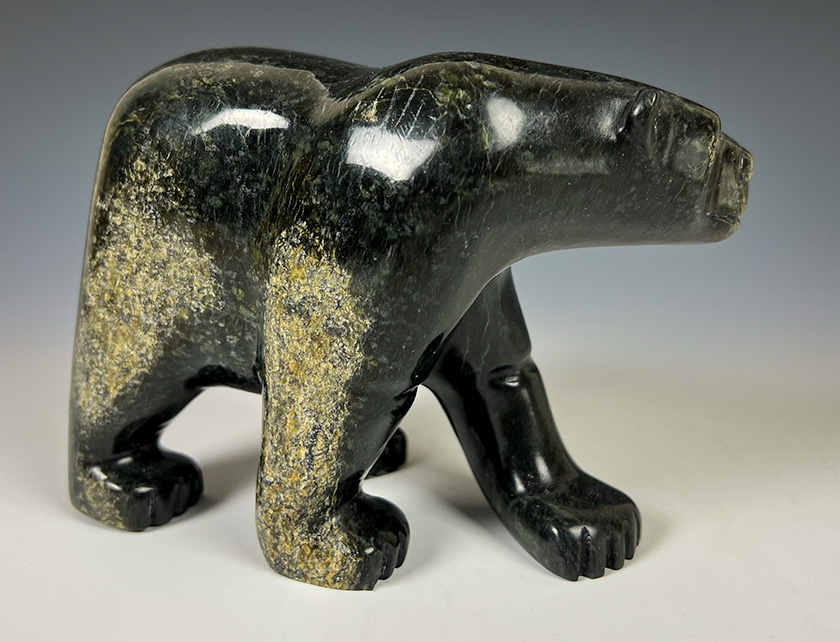 Inuit Stone Sculpture "Walking Bear" by Joanie Ragee