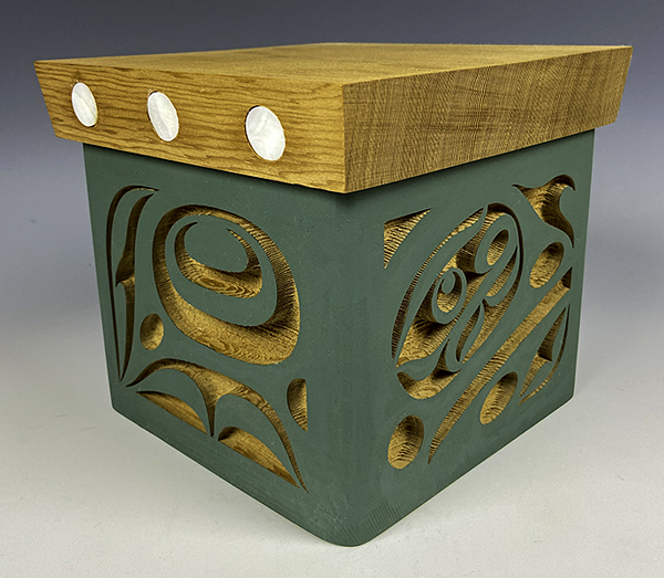  "Baby Raven Box" by Trevor Hunt - cedar box carving northwest coast art