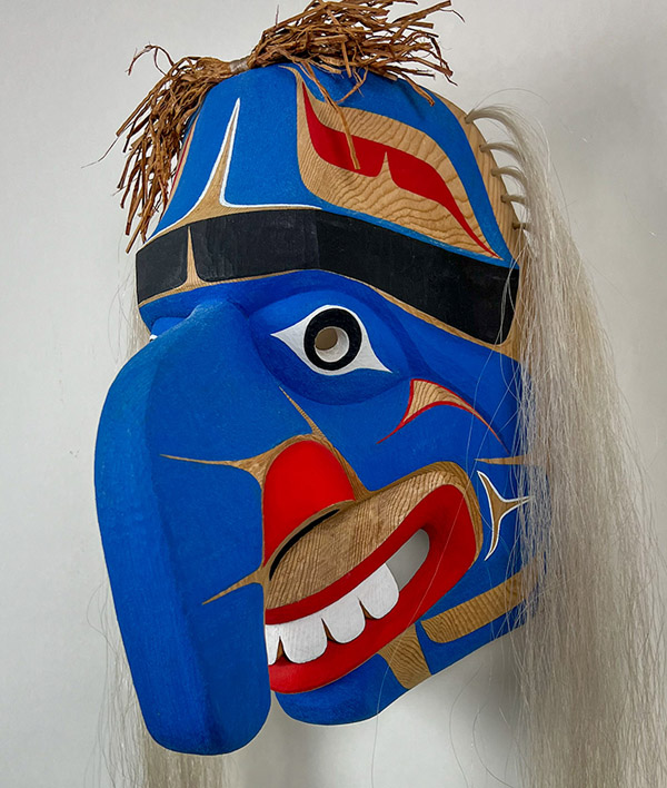Fool's Mask 9x15x11 Tony Hunt Jr., wood sculpture mask, northwest coast